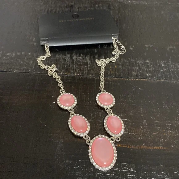 Elegant NWT New York & Company Pink & Silver Tone Necklace! - Picture 4 of 6